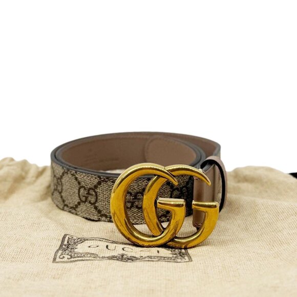 Gucci  Marmont GG Supreme Leather Belt Beige 625839 Size 75.30 main image 11